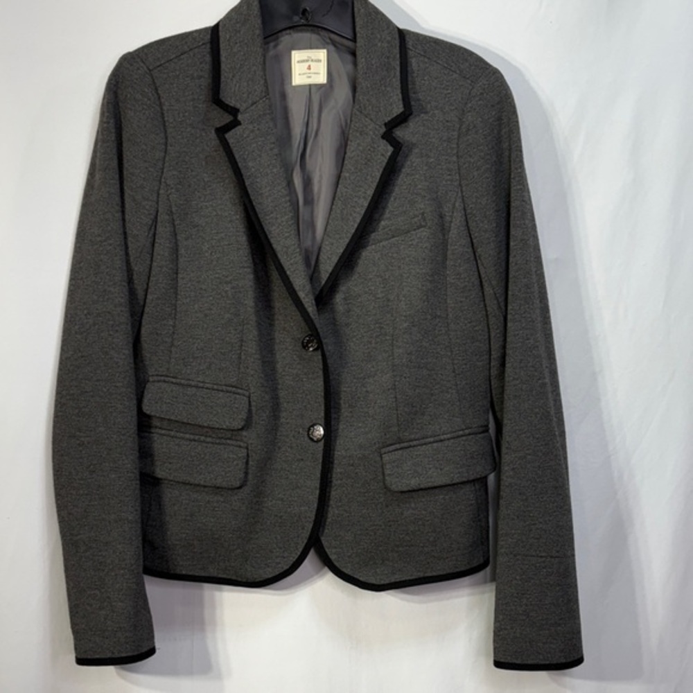 💋 GAP charcoal knit Academy Blazer with Black grosgrain trim